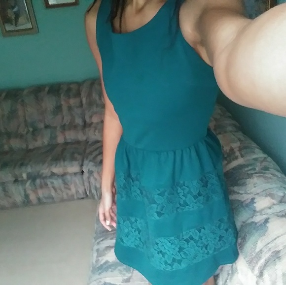 Small Emerald Green Fit & Flare Dress - Picture 1 of 3